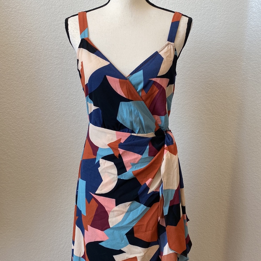 LUSH Nordstrom Geometric Print Side Tie Midi Wrap Dress Size Small - Picture 4 of 11